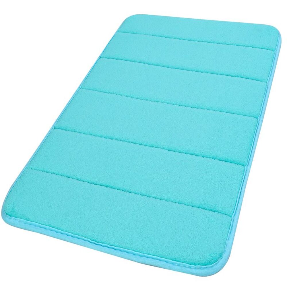 Velvet Memory Foam Bath Mat Soft Absorbent Bath Mat 32" x 20" Turquoise Blue